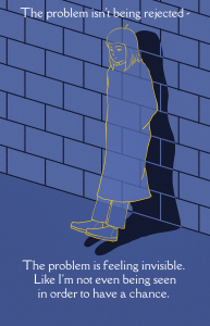 The problem isn't being rejected. The problem is feeling invisible. Like I'm not even being seen in order to have a chance. 