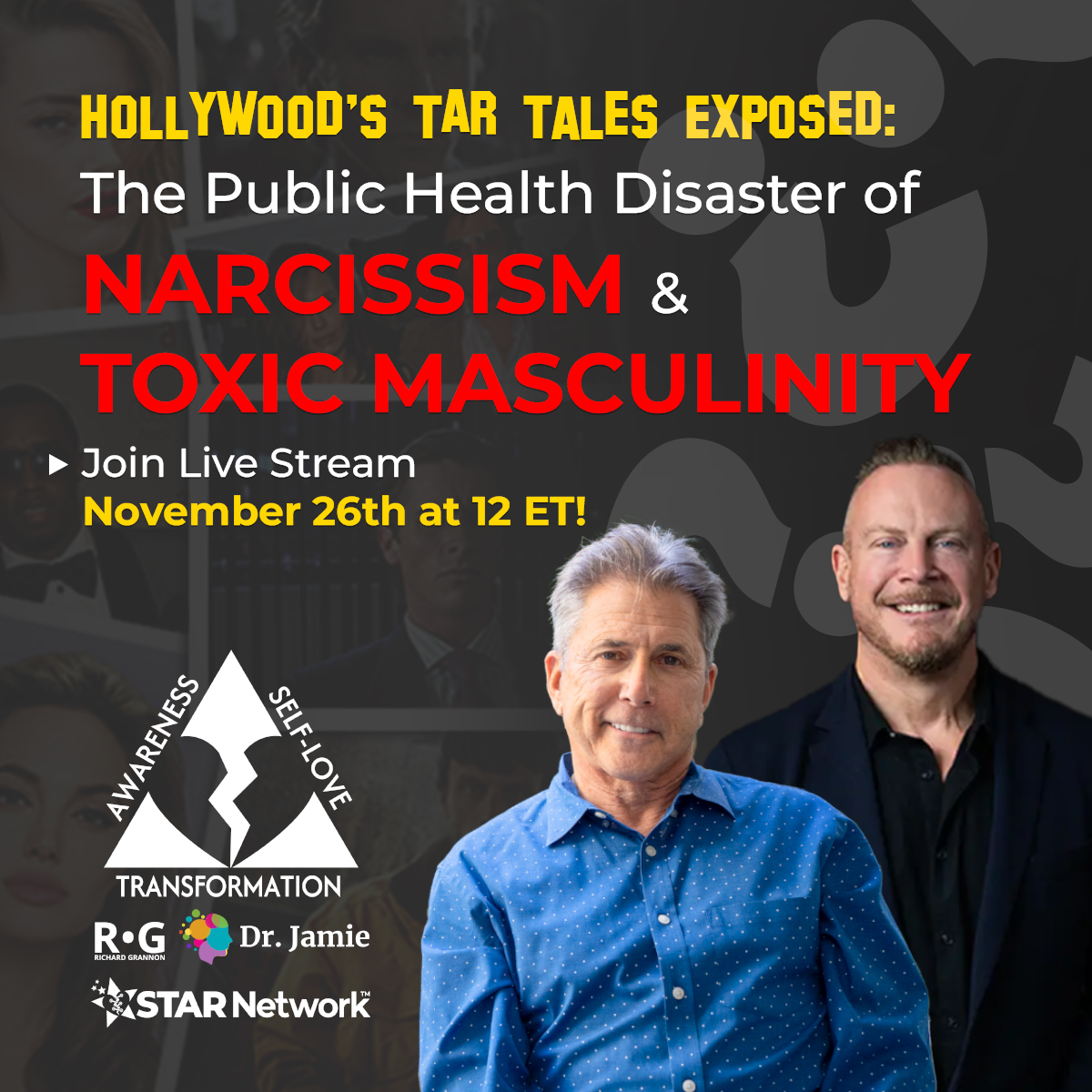 Join The Live Stream: The Public Health Disaster of Narcissism & Toxic Masculinity PMAX Square