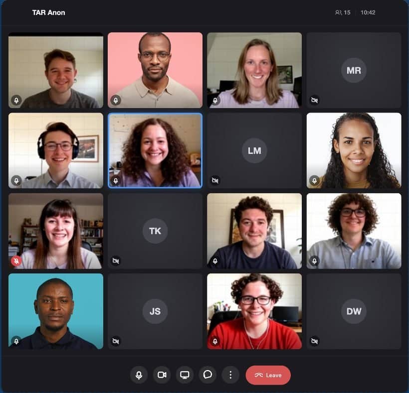 A TAR Anon virtual support group meeting in progress